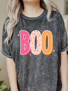 Boo Black Mineral Washed Short Sleeve or Long Sleeve
