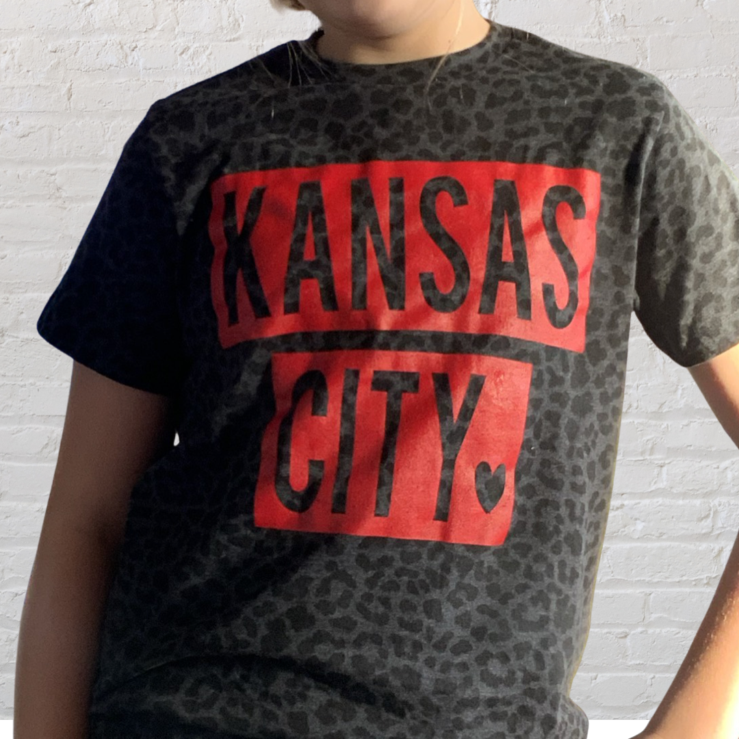 GO Kansas City Football Doodle on Black Leopard Tee – Bella B KC